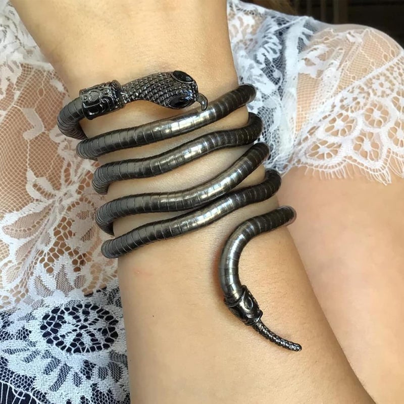 Taichell Store Gold Punk Snake Bracelet & Necklace for Women - Flexible, Bendable & Adjustable - Halloween Jewelry & Cosplay Accessories - Image 3